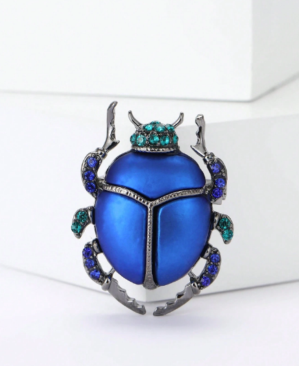 Shein Women's Luxury Crystal Enamel Beetle Insect Brooch Pin