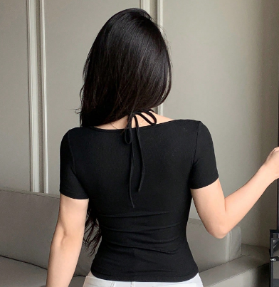 Shein Women Crew Neck Knitted 2 In 1 Short Sleeve T-Shirt >