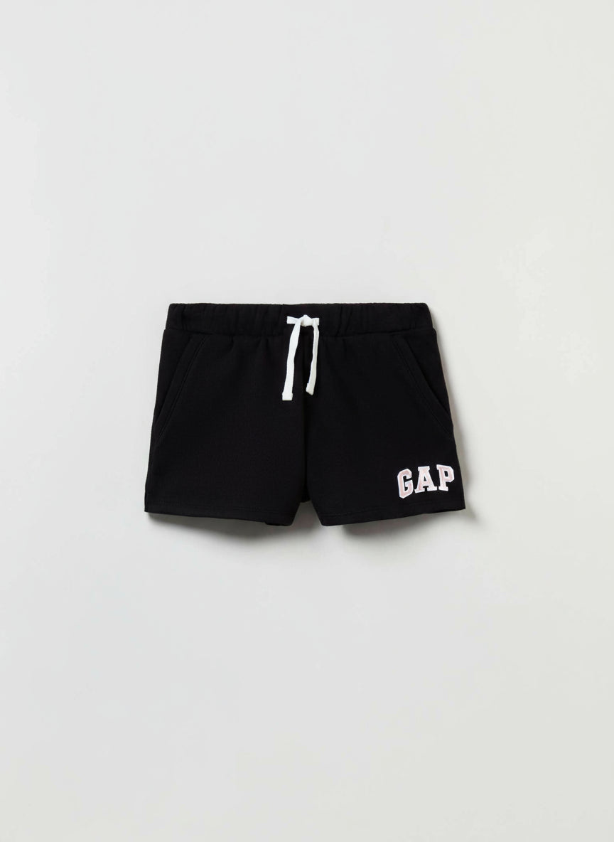 GAP Kids Black Fleece Shorts with Glitter Logo Print, 14-16T +