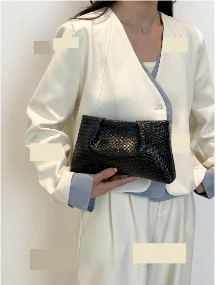 Shein Embossed, Pleated Cloud Bag, Solid Color Casual Envelope Bag >