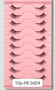 Shein 10pairs Cat Eye Natural Cross & Long Black False Eyelashes, 10p-Hf-3d04 +