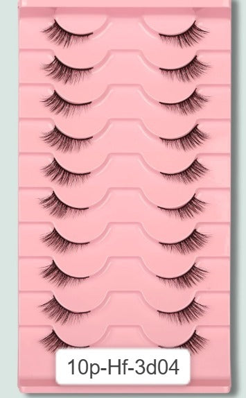 Shein 10pairs Cat Eye Natural Cross & Long Black False Eyelashes, 10p-Hf-3d04 +