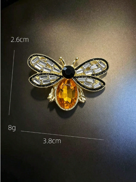 Shein Vintage Bee Brooch  Crystal Honey Bee Shaped Pin Elegant Animal Jewelry>