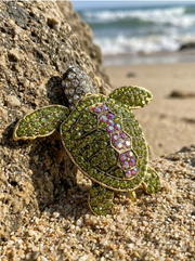 Shein Luxury Rhinestone Turtle Brooch Fashionable Marine Life Pin>
