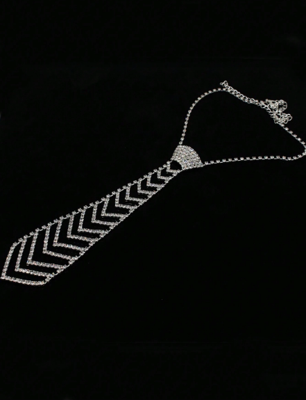 Shein 1 Pc Rhinestone Studded Shiny Arrow Pattern Necktie >