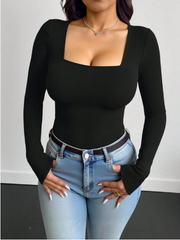 Shein Plus Size Women's Solid Color Crew Neck Sexy T-Shirt, 3XL>