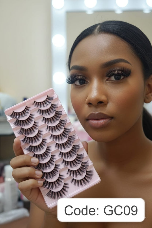 Shein 10Pairs Pro-Series Fluffy Pink Lashes, Code: Gc09 +