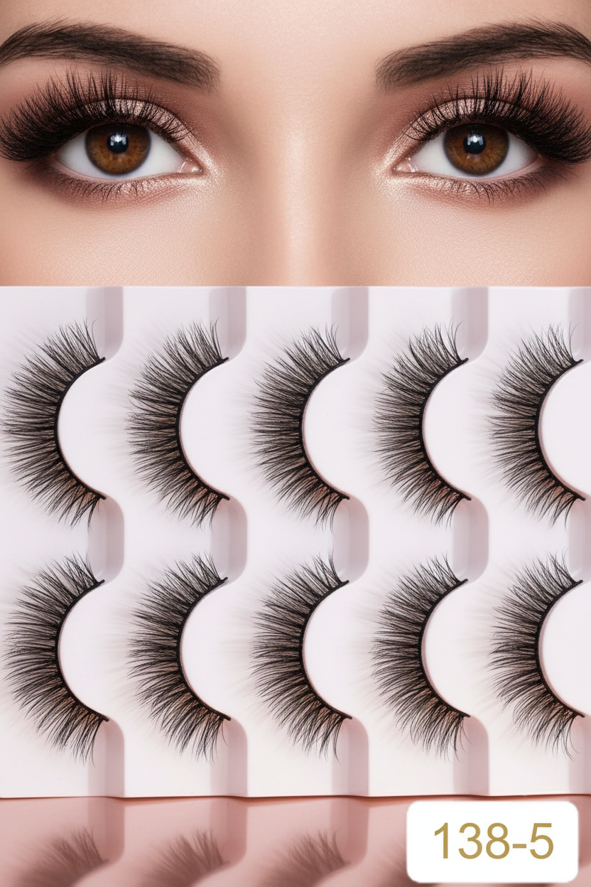 Shein 5pairs 12MM Cat Eye False Eyelashes, Code: 138-5 +