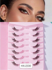 Shein 7pairs Cat Eye Cross & Transparent Stem Short Style Natural False Eyelashes HX-2330