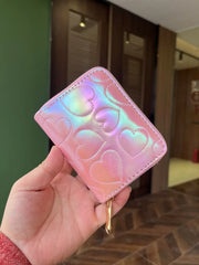 Shein Heart Printed Short Wallet Cute Small Multi-Card Holder Coin Student Card Case -.