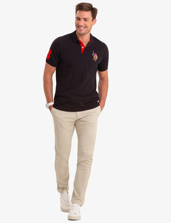 U.S. Polo Multicolor Big Logo Solid Polo Shirt, XL +