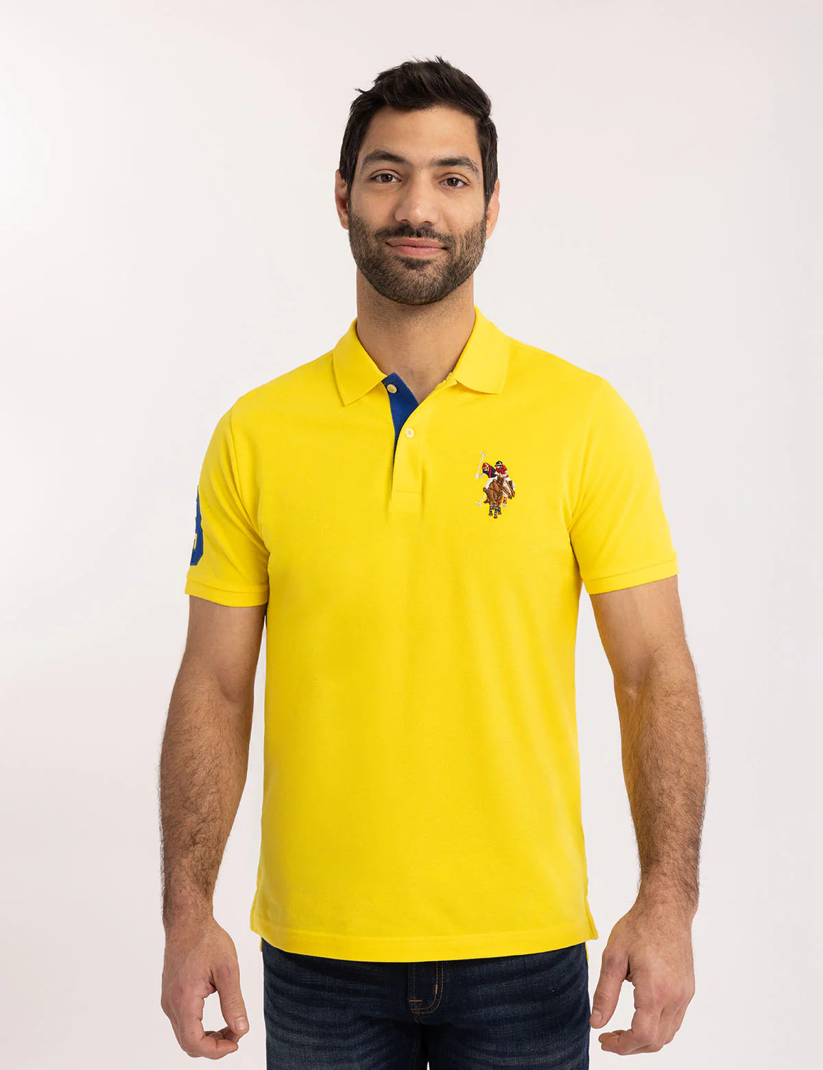 U.S. Polo Multi Color Big Logo Solid Polo Shirt, M -.