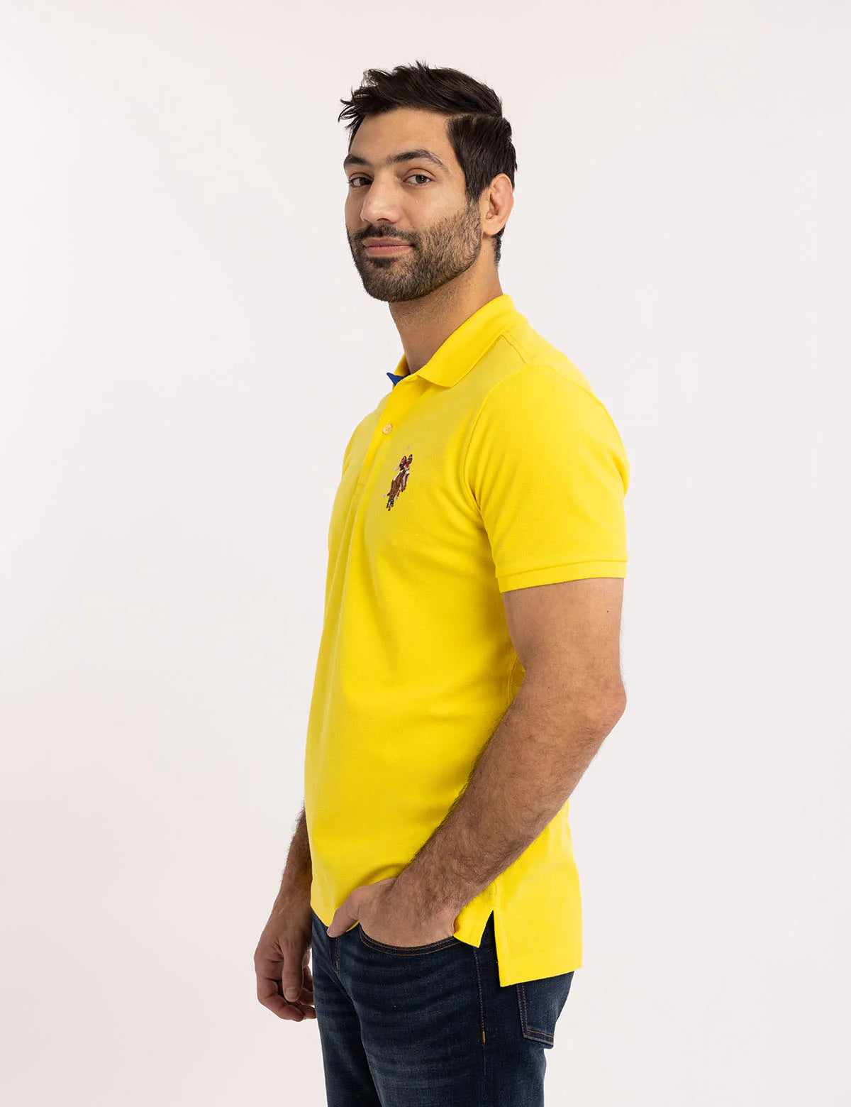 U.S. Polo Multi Color Big Logo Solid Polo Shirt, M -.