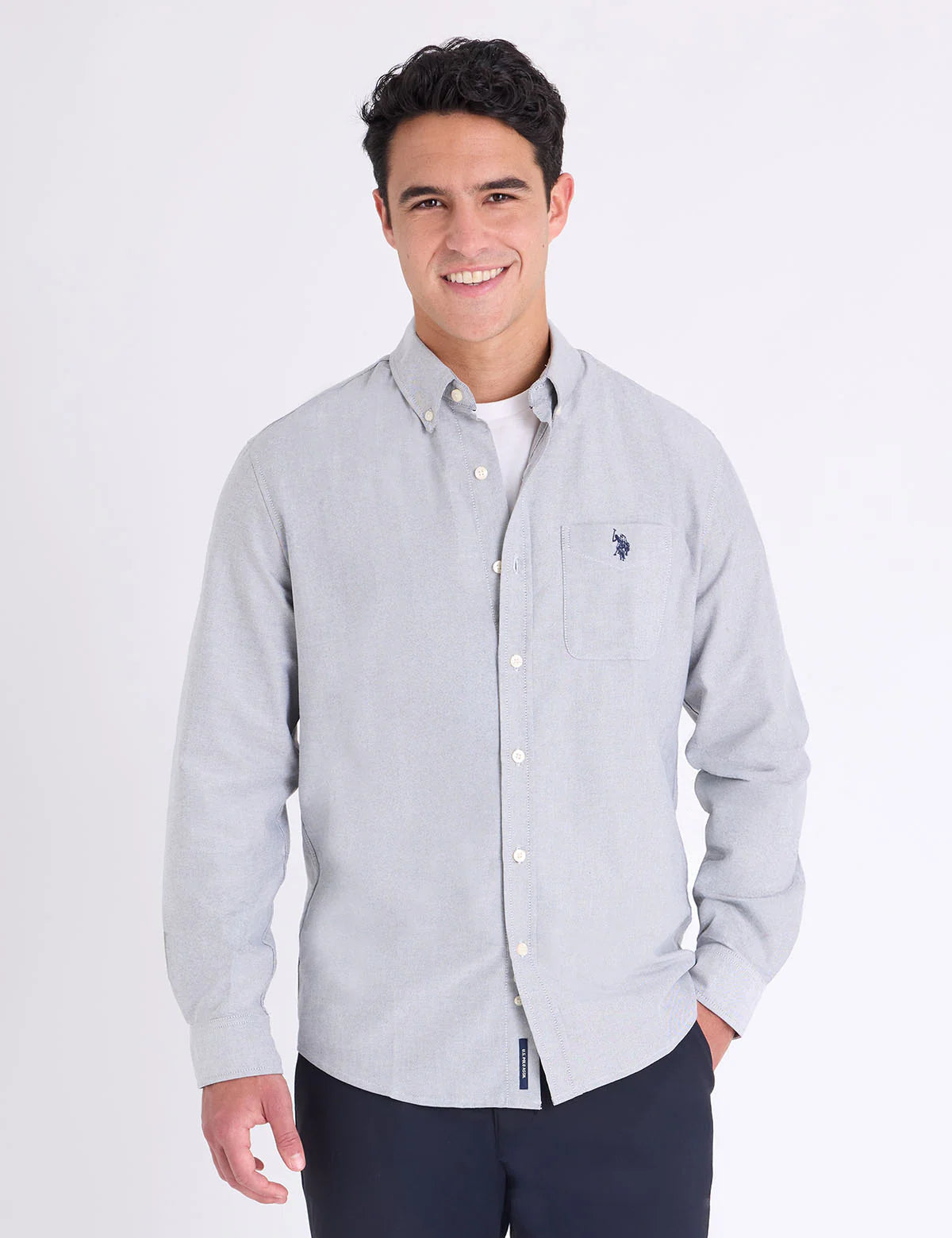 U.S. Polo Long Sleeve Stretch Oxford Shirt, M >