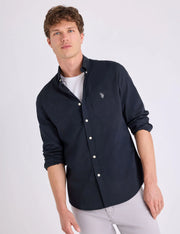 U.S. Polo Solid Stretch Poplin Long Sleeve Shirt, M -.