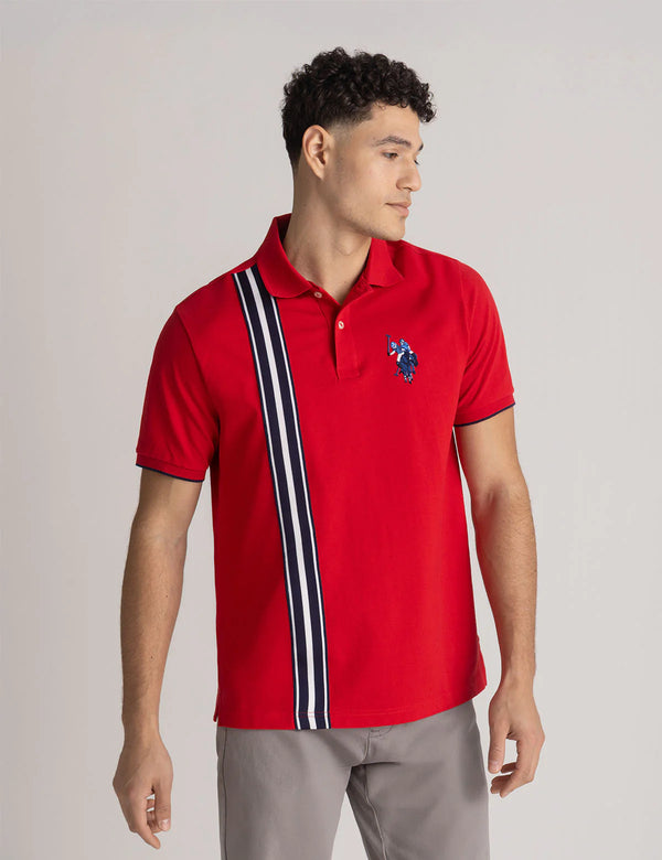 U.S. Polo Vertical Tricot Trim Pique Polo Shirt, XXL +