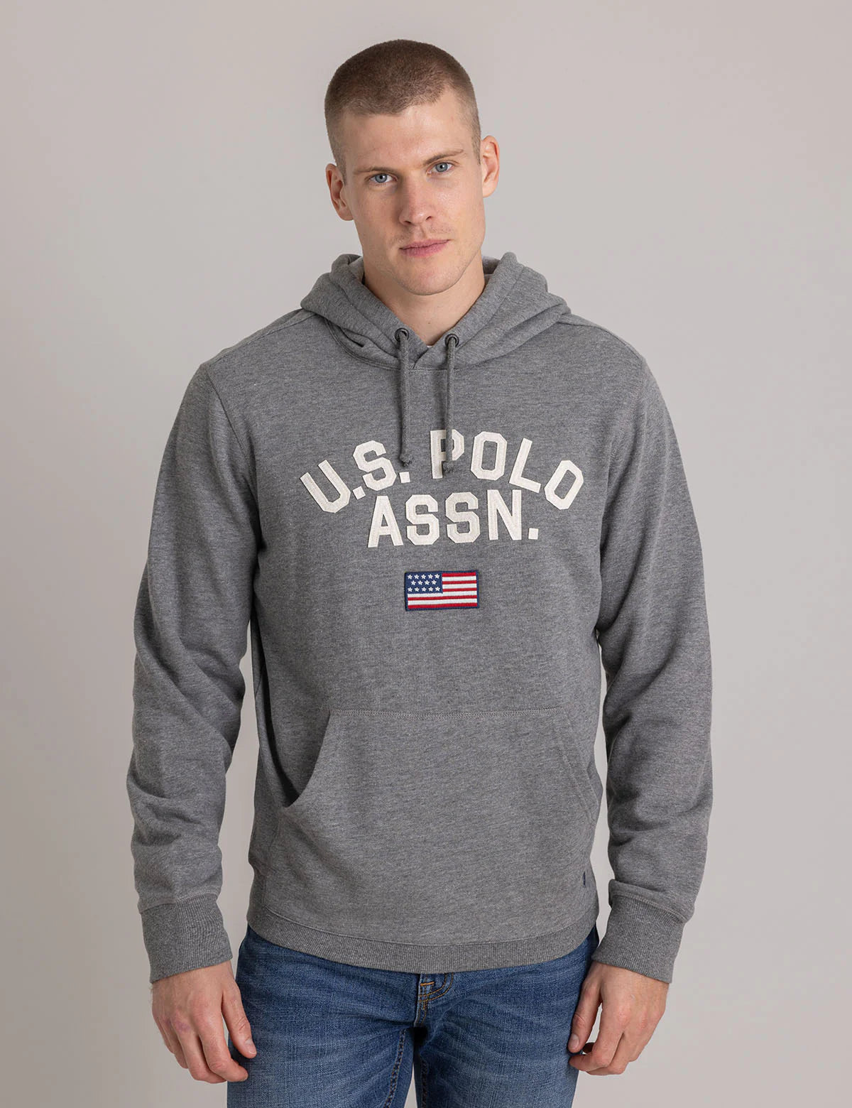 U.S. Polo Embroidered French Terry Pullover Hoodie, L -.