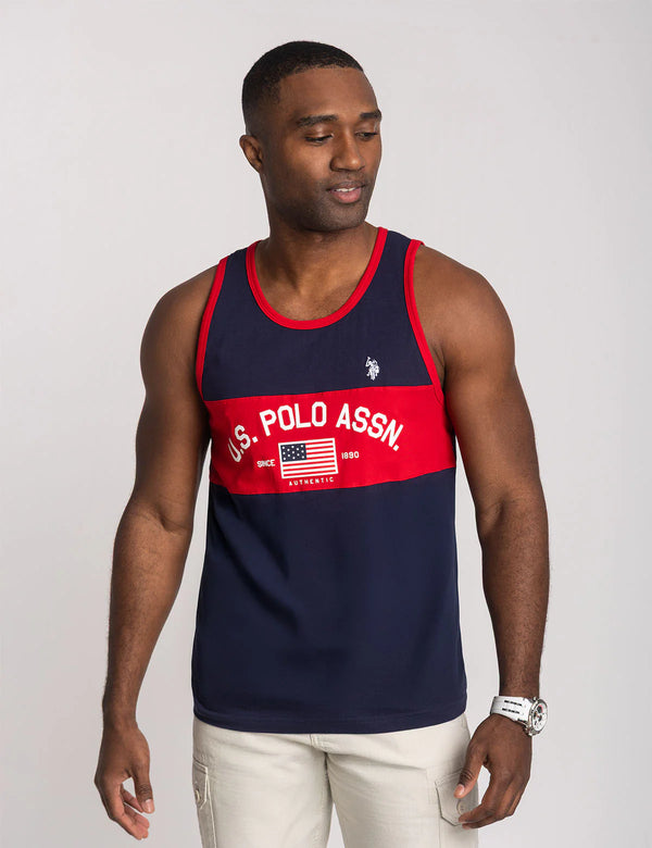 U.S. Polo Colorblock Flag Muscle Tank, XL +
