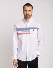 U.S. Polo Long Sleeve Engineered Stripe Poplin Shirt, XXL +
