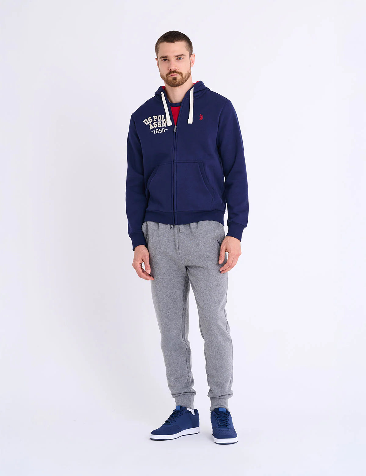 U.S. Polo Wordmark Applique Full Zip Fleece Hoodie -.