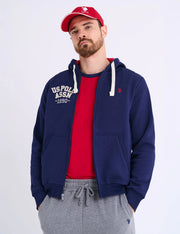 U.S. Polo Wordmark Applique Full Zip Fleece Hoodie -.
