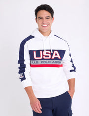 U.S. Polo Applique Color Block Pullover Hoodie, L -.