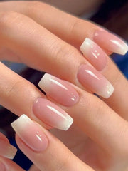 Shein 24pcs Short Square Shaped French Style Minimalist Nail>