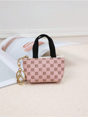 Shein Mini Geometric Print Handbag Keychain >