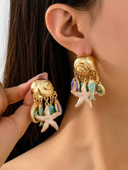 Shein 1 Pair Fashion Conch & Starfish Pendant Earrings >