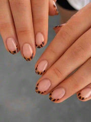 Shein Oval Leopard Print French Press-On Nails >