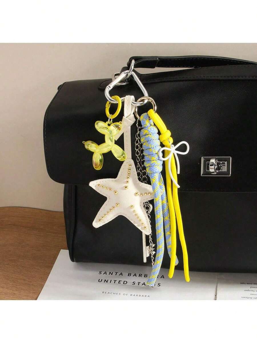Shein Y2K Style Star Balloon Dog Pendant Keychain >