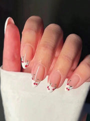 Shein Cherry French Tip Press-On Nails >