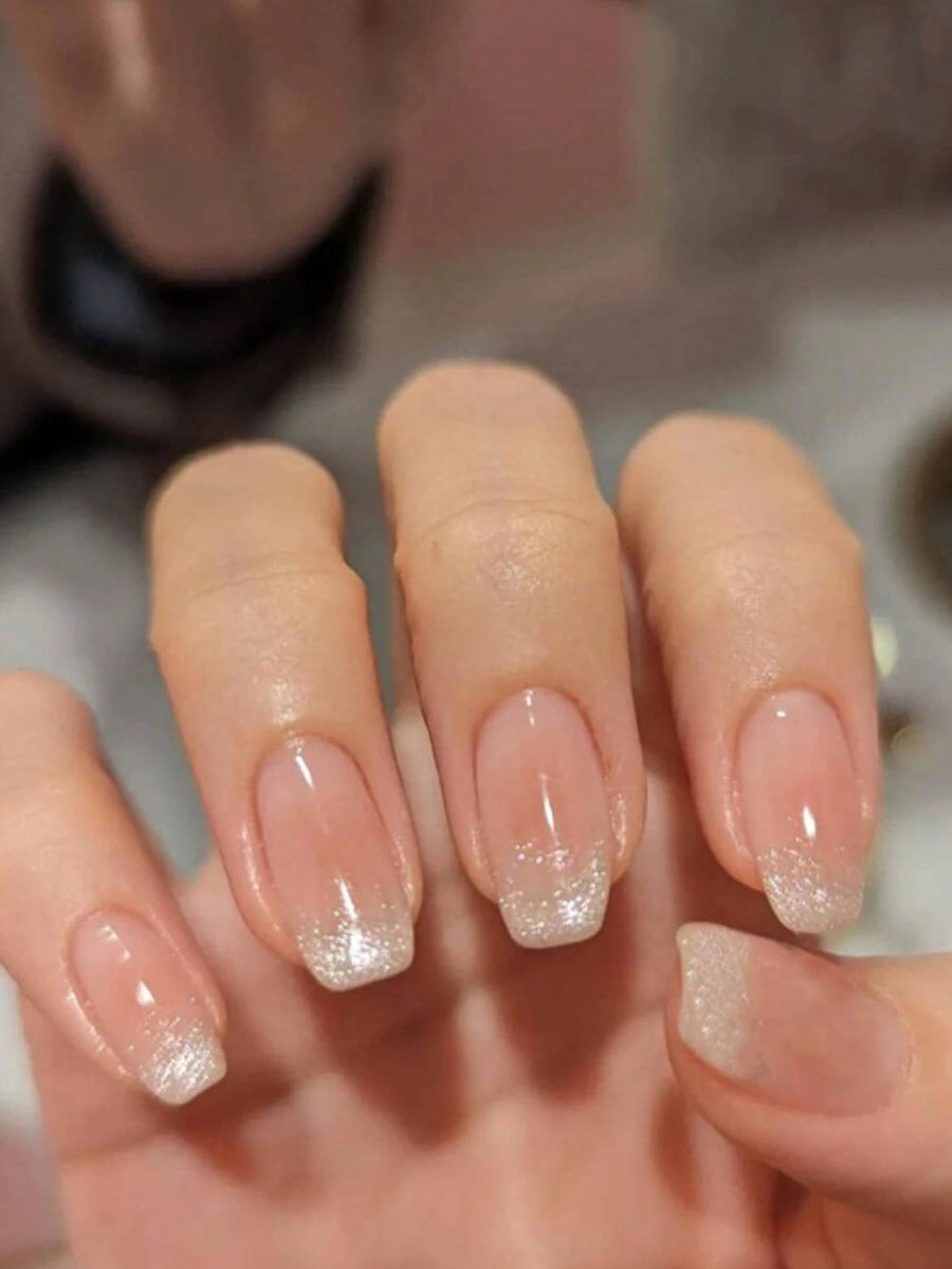 Shein Short Coffin Glitter Gradient Press-On Nails >