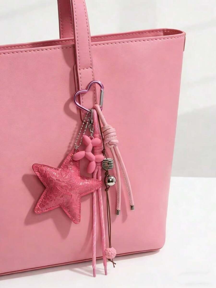 Shein Y2K Style Pink Star Bag Charm Keychain >