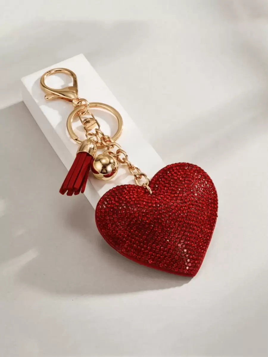 Shein Rhinestone Heart Charm Keychain