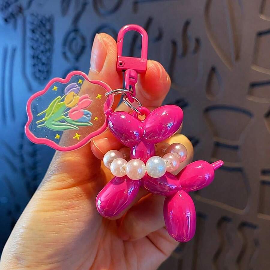 Shein Cute Bubble Puppy Beaded Keychain >