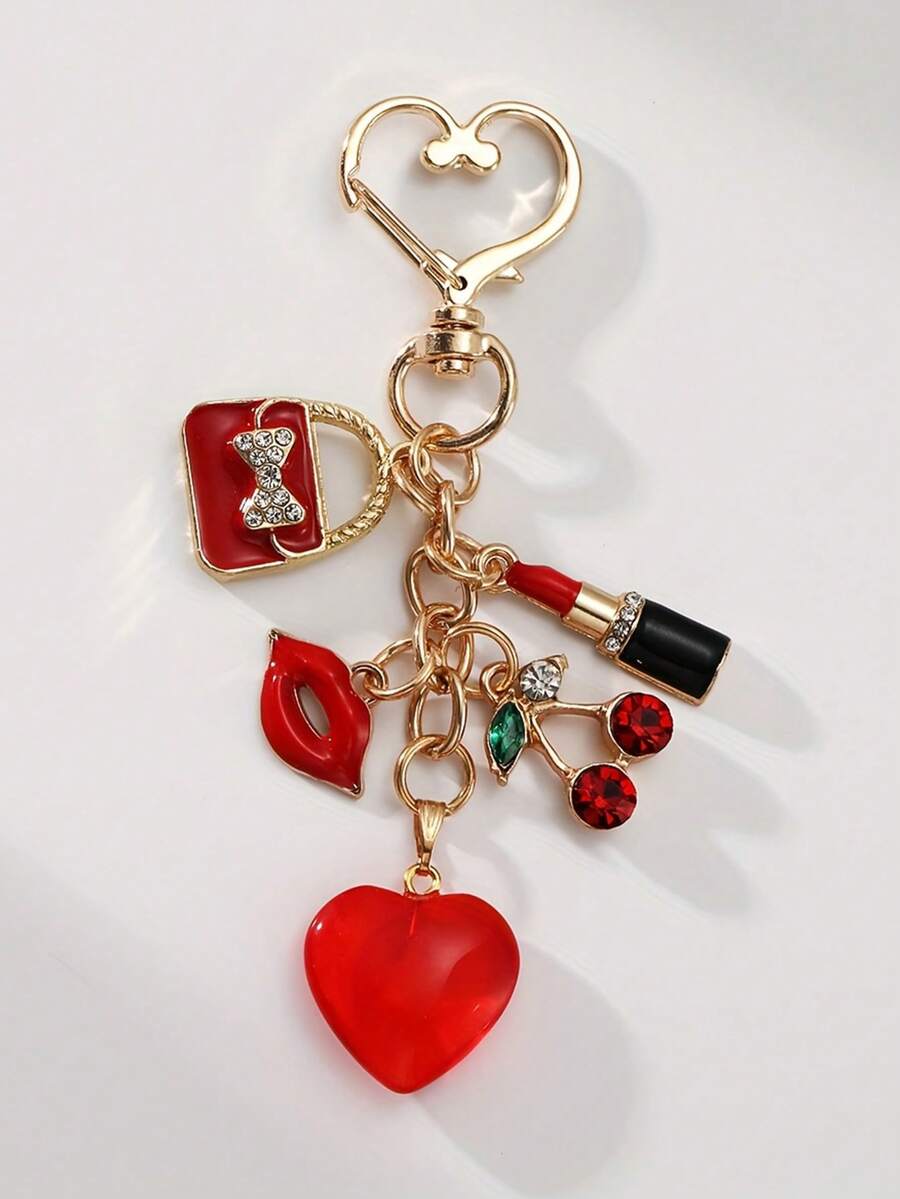Shein Elegant Alloy Keychain with Multiple Charms >