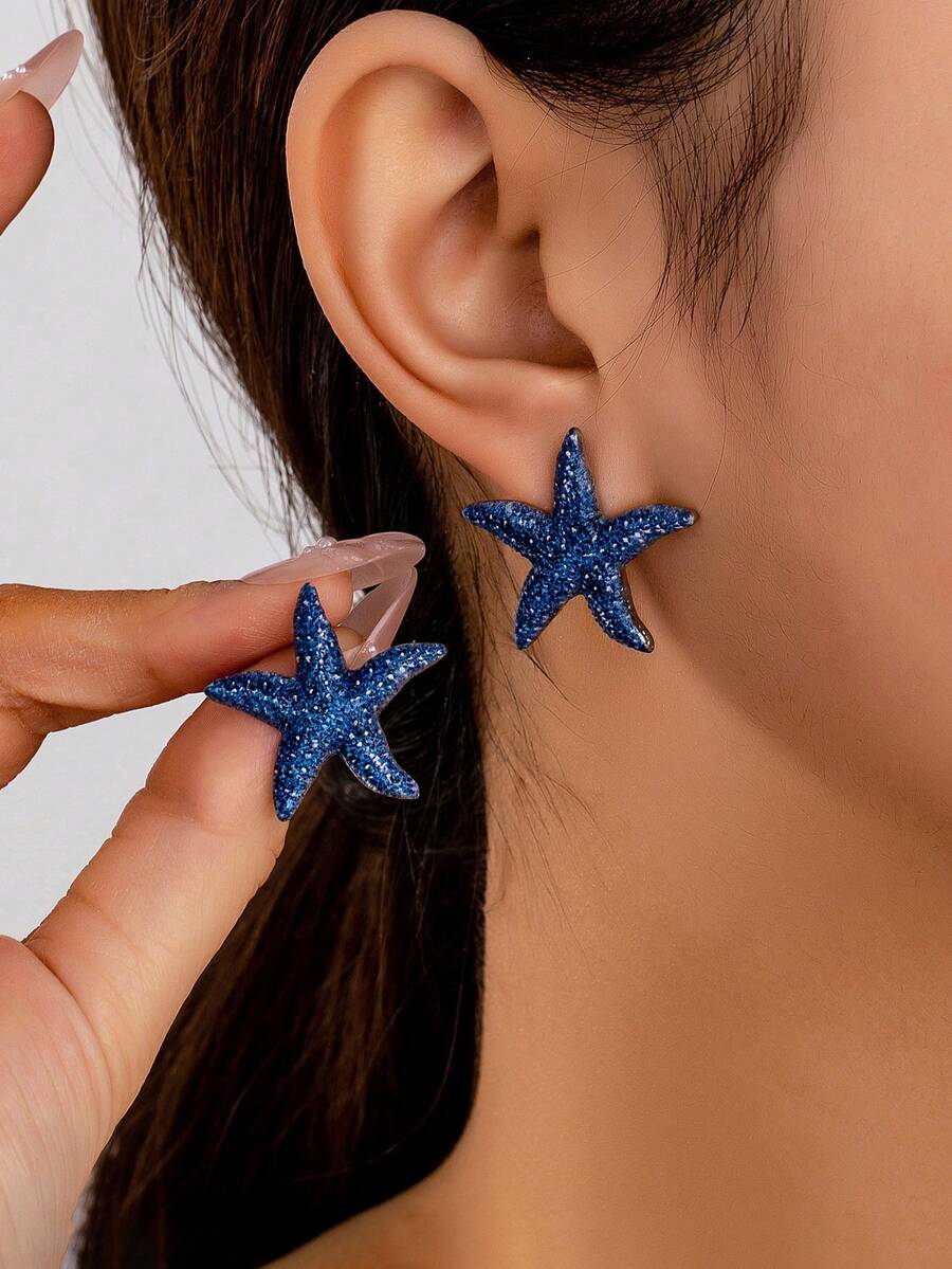 Shein 1 Pair Minimalist Starfish Design Earrings>