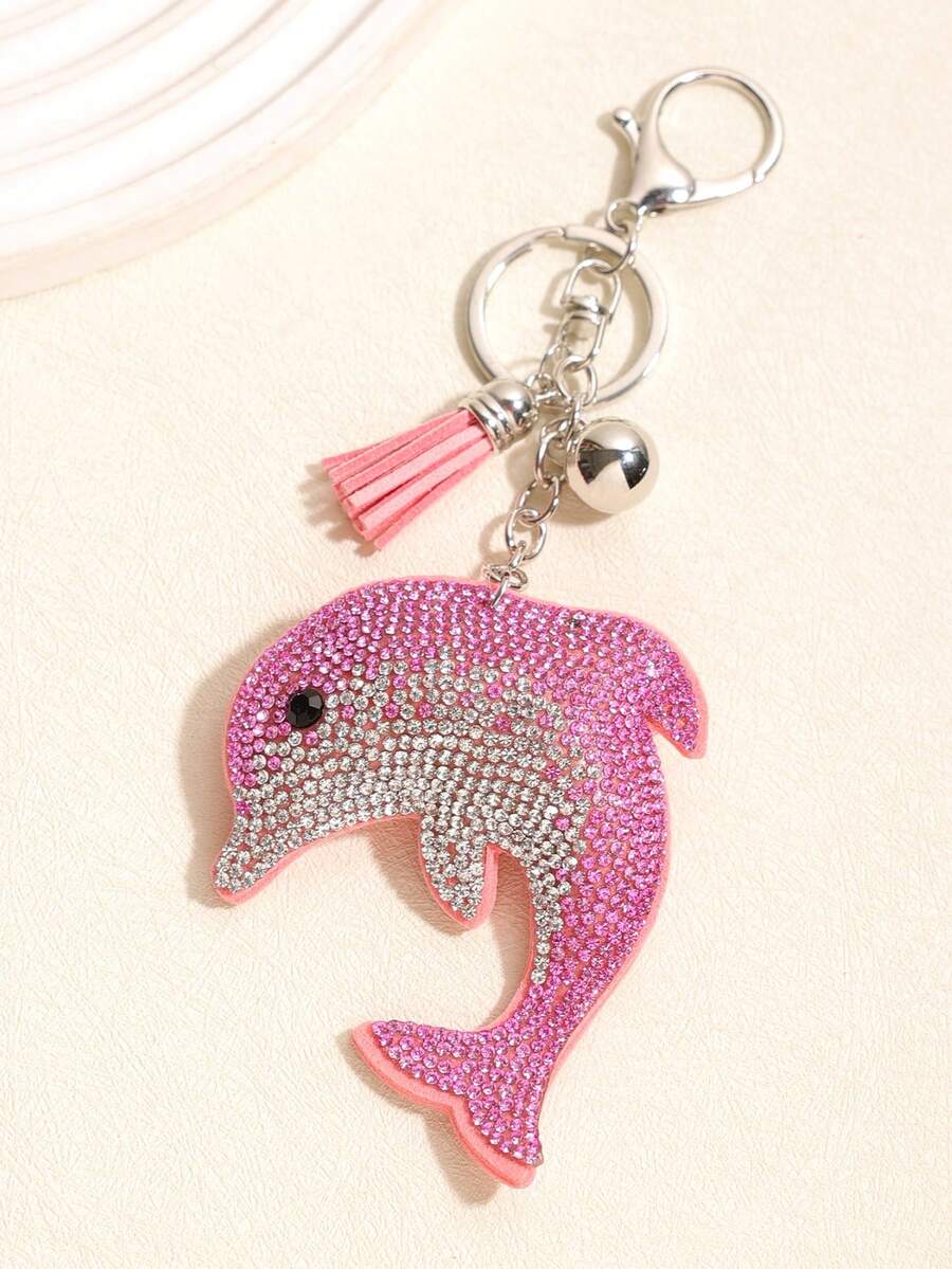 Shein Rhinestone Dolphin Tassel Keychain >