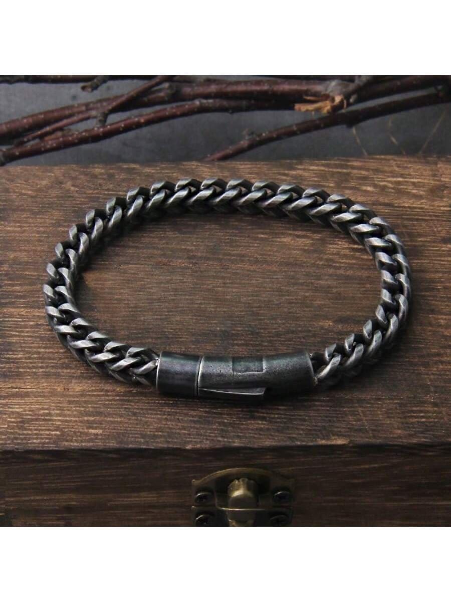 Shein Men's Bracelet, Handmade Punk Rock Motorcycle Stainless Steel Bracelet,