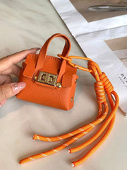 Shein Orange Leather Earphone Case Keychain >