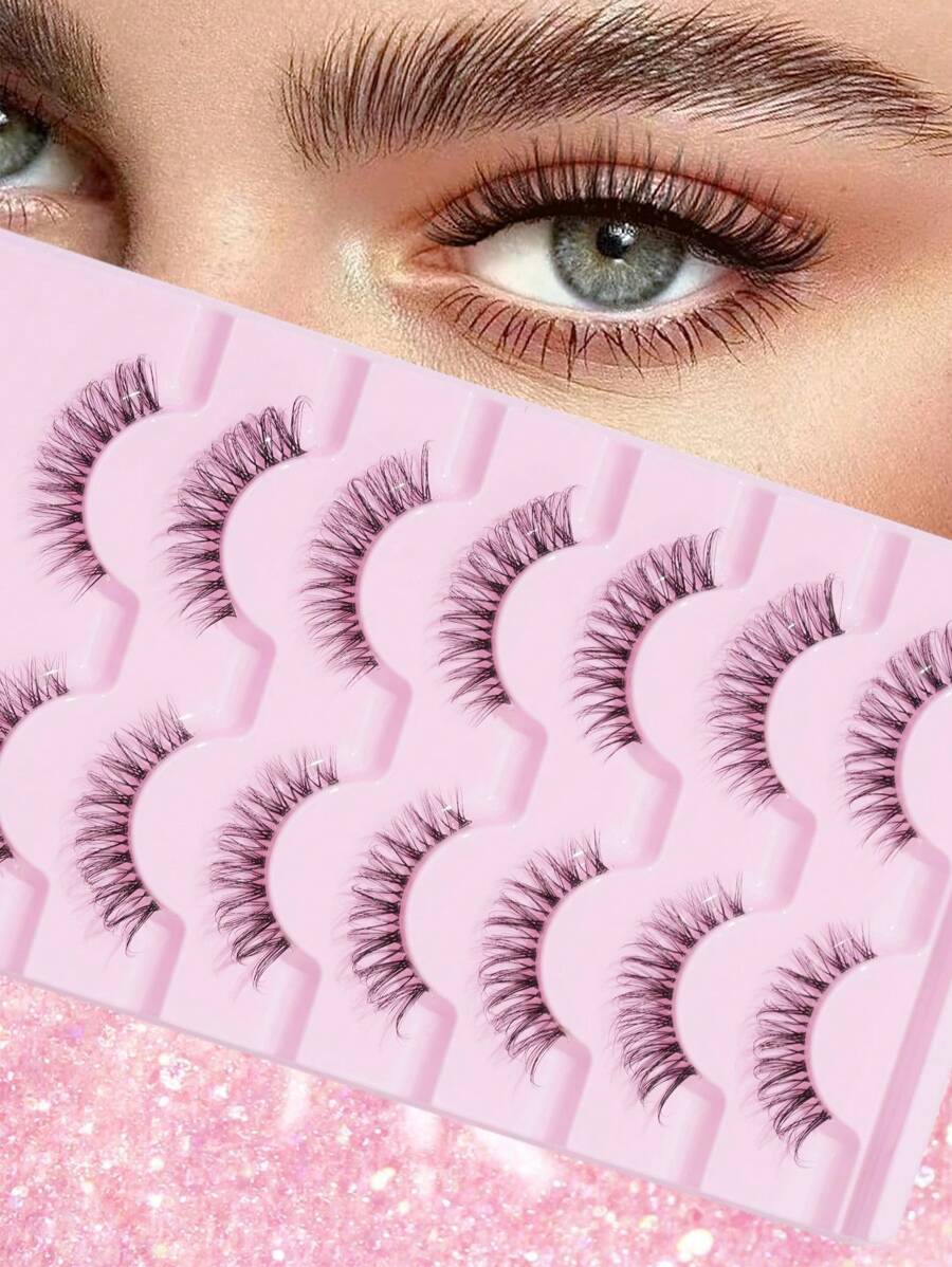 Shein 7pcs/Set Natural D-Curl Criss-Cross Transparent False Eyelashes, Code: FHZD-06SD -.