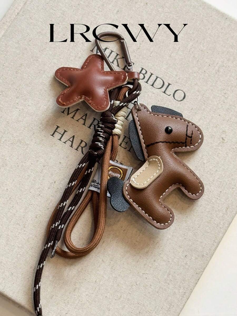 Shein Leather Horse Star Bag Charm Keychain >