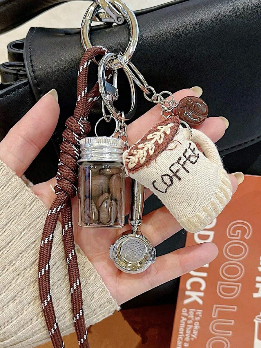 Shein Coffee Theme Fabric Cup & Bottle Keychain >