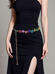 Shein Premium Colorful Crystal Studded Waist Chain >