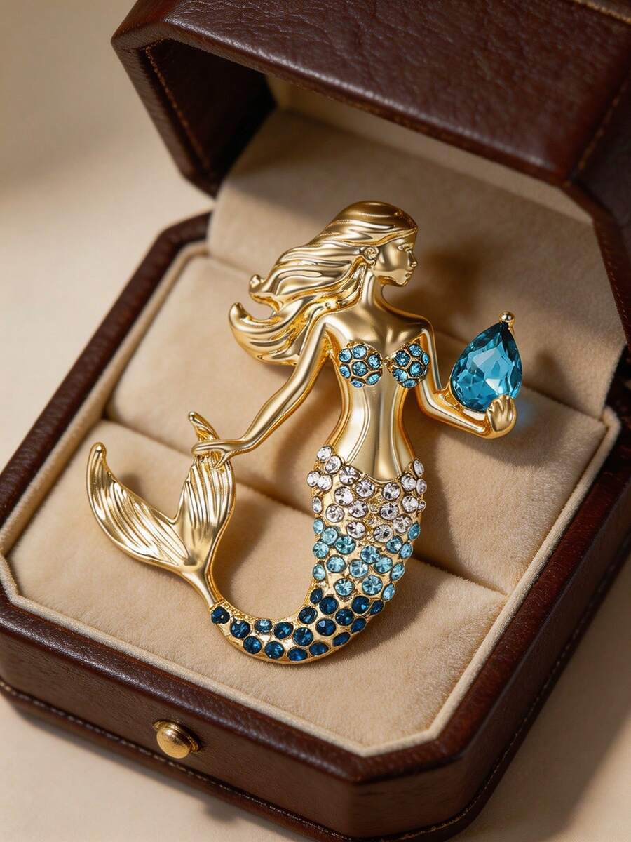 Shein 1pc Cute Mermaid Brooch >