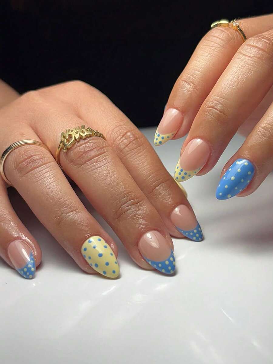 Shein Polka Dot French Tip Press-On Nails>