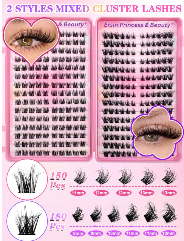 Shein 330pcs Mixed 2 Styles Self-Adhesive Fluffy False Eyelash Clusters Code :MQ-07