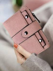 Shein Mini Women's Student Wallet With Three-Fold And Stud Buckle Card Holder -.