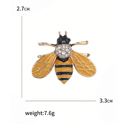 Shein Luxury Enamel Rhinestone Bee Brooches Insect Pins>